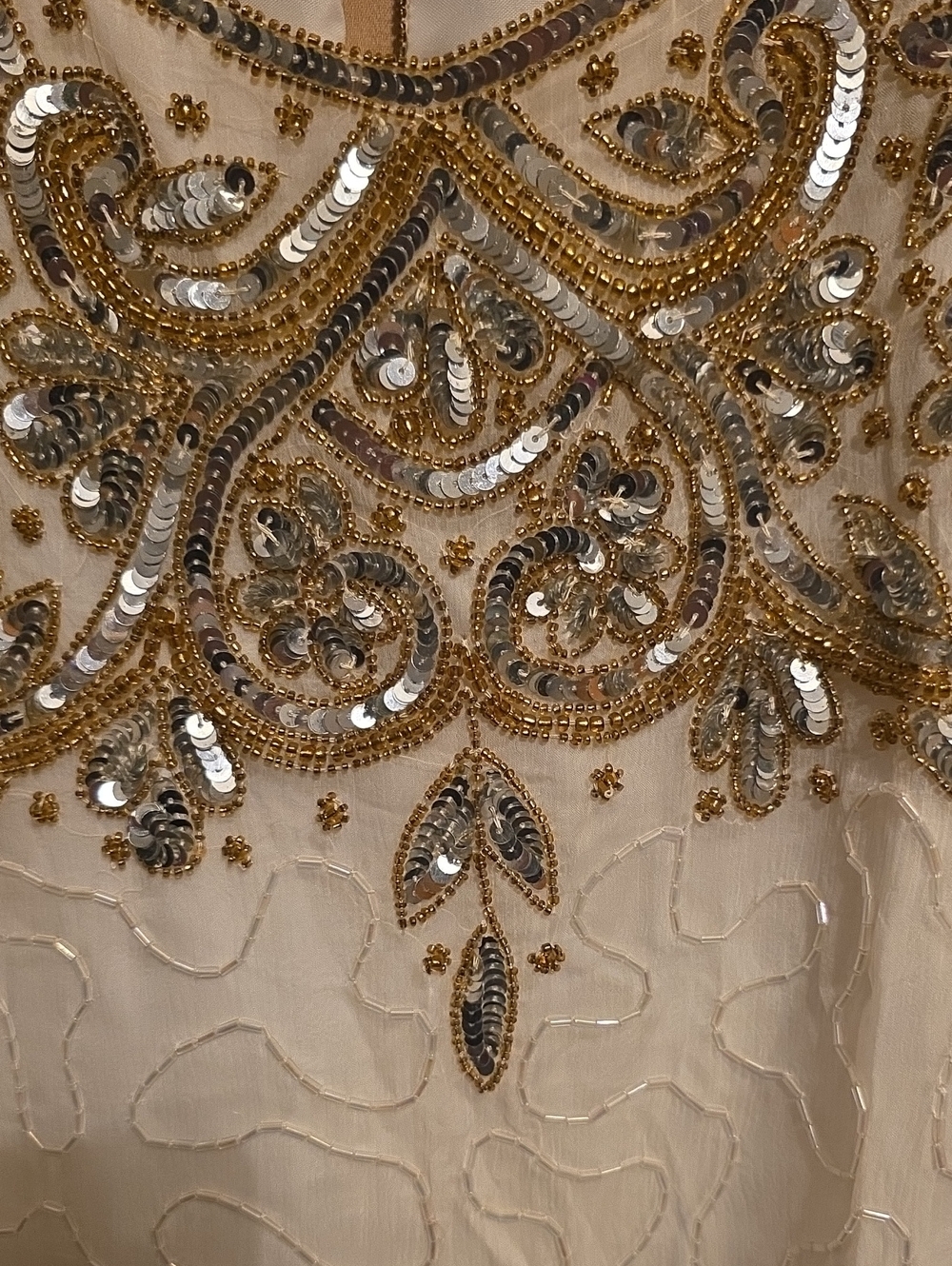 Ladies' Cream Beaded Two-Piece Set XL - Picture 2 of 9